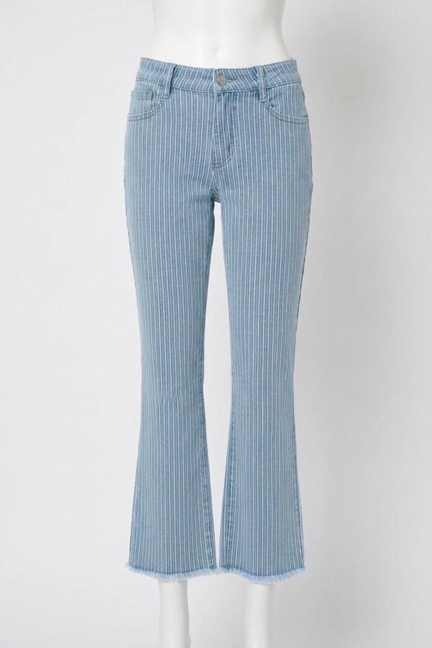 NEW JOSEPH RIBKOFF cotton denim stripe print straight jeans in blue